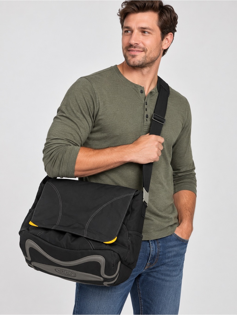 Keen Hybrid Transport Black and Yellow Large Messenger Bag